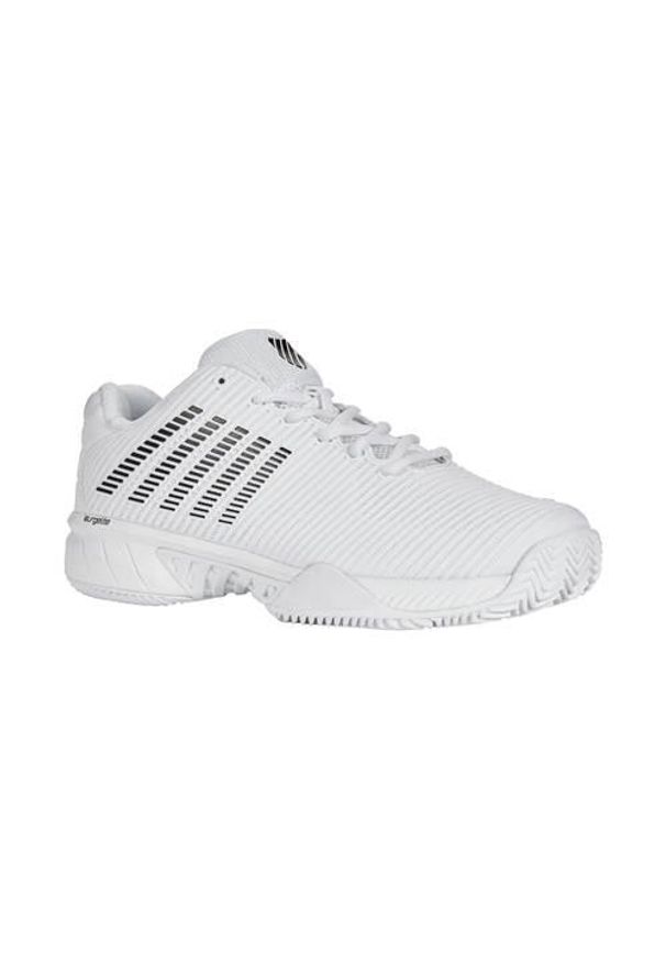 Buty do tenisa męskie K-Swiss Hypercourt Express 2 Clay. Zapięcie: sznurówki. Kolor: biały. Materiał: materiał, syntetyk, tkanina. Szerokość cholewki: normalna. Sport: tenis