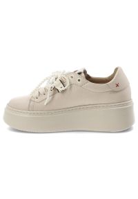 CheBello - Sneakersy damskie Chebello, cholewka ze skóry naturalnej gładkiej ozdobne sznurowanie z dekoracyjnymi elementami masywna platforma zwiększająca komfo. Okazja: na co dzień. Zapięcie: sznurówki. Kolor: beżowy. Materiał: skóra. Szerokość cholewki: normalna. Wzór: gładki. Obcas: na platformie. Styl: casual, elegancki #2