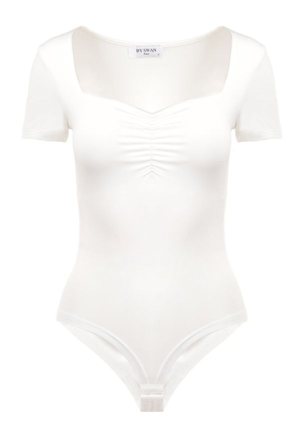 Born2be - Białe Body Ismope. Okazja: na imprezę. Kolor: biały. Długość rękawa: krótki rękaw. Długość: krótkie. Wzór: aplikacja, jednolity