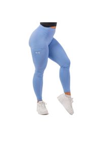 Legginsy fitness damskie NEBBIA Active High-Waist Smart Pocket. Stan: podwyższony. Kolor: niebieski. Sport: fitness