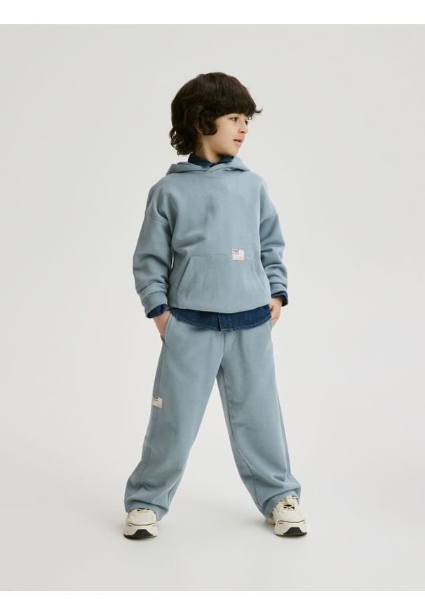 Reserved - Dzianinowy komplet oversize - niebieski. Kolor: niebieski. Materiał: dzianina