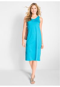 Sukienka z dżerseju (2 szt.) bonprix niebieski karaibski + ciemnoniebieski. Kolor: niebieski. Materiał: jersey. Wzór: gładki, kwiaty #5