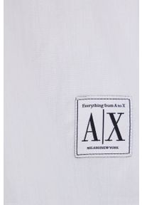 Armani Exchange Koszula bawełniana 3LYC15.YNWQZ damska kolor biały relaxed ze stójką. Typ kołnierza: kołnierzyk stójkowy. Kolor: biały. Materiał: bawełna. Długość rękawa: długi rękaw. Długość: długie. Wzór: aplikacja #2