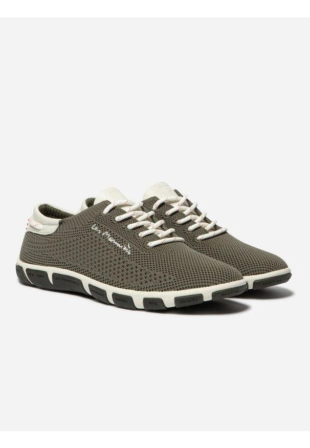 Niskie buty damskie TBS Jazaria. Kolor: zielony. Materiał: skóra. Sport: turystyka piesza