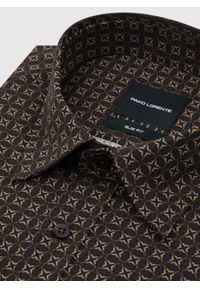 Pako Lorente - PAKO LORENTE – Brązowa koszula we wzór. Kolor: brązowy. Materiał: bawełna, elastan. Długość rękawa: długi rękaw. Długość: długie. Wzór: geometria #5