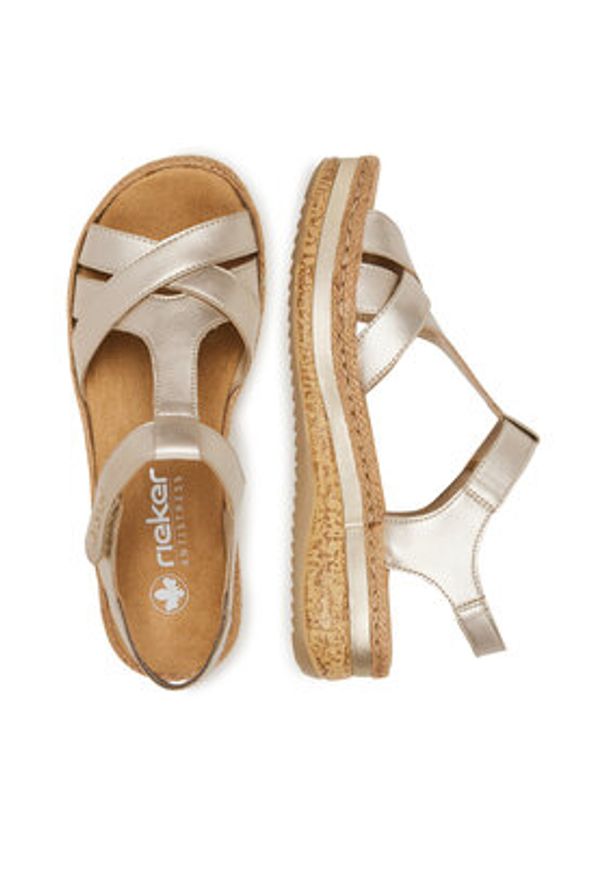 Rieker Sandały CEO-V0919-90 Złoty. Kolor: złoty. Materiał: skóra