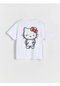 Reserved - T-shirt z nadrukiem Hello Kitty - biały. Kolor: biały. Materiał: bawełna. Wzór: nadruk, motyw z bajki