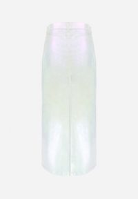 Born2be - Biała Metaliczna Spódnica Ołówkowa Maxi Tangella. Kolor: biały. Materiał: materiał #4