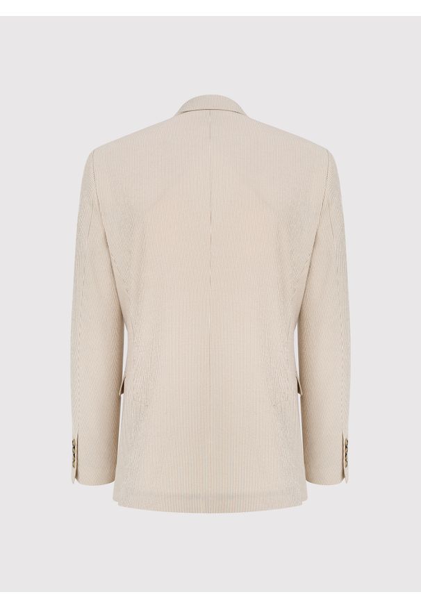 Pako Lorente - PAKO LORENTE - Beżowa marynarka garniturowa w prążek. Kolor: beżowy. Materiał: poliester, wiskoza, elastan. Wzór: prążki. Styl: młodzieżowy