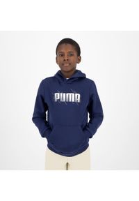 Bluza dziecięca Puma z kapturem. Typ kołnierza: kaptur. Kolor: niebieski. Materiał: materiał, bawełna