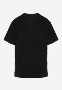 Renee - Czarny Bawełniany T-shirt Ozdobiony po Bokach Rozcięciami Brinelle. Kolor: czarny. Materiał: bawełna. Wzór: aplikacja. Sezon: lato. Styl: elegancki, sportowy #3