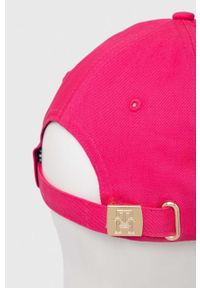 TOMMY HILFIGER - Tommy Hilfiger czapka z daszkiem bawełniana kolor różowy gładka. Kolor: różowy. Materiał: bawełna. Wzór: gładki #4