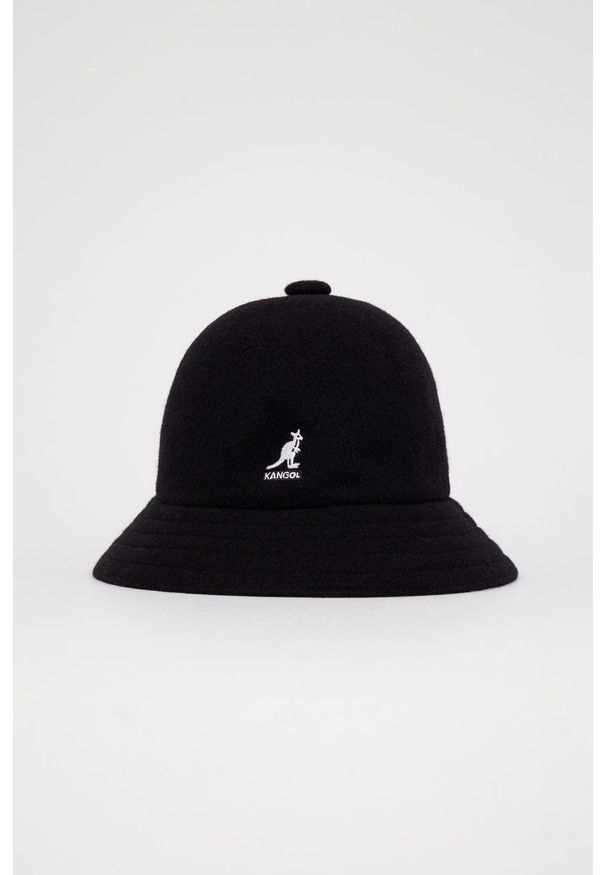 Kangol - Kapelusz wełniany. Kolor: czarny. Materiał: wełna