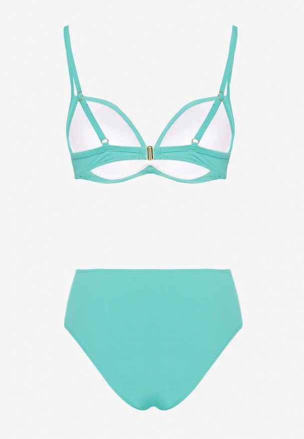 Born2be - Zielone Klasyczne Bikini Majtki Typu Figi i Biustonosz Natinela. Kolor: zielony