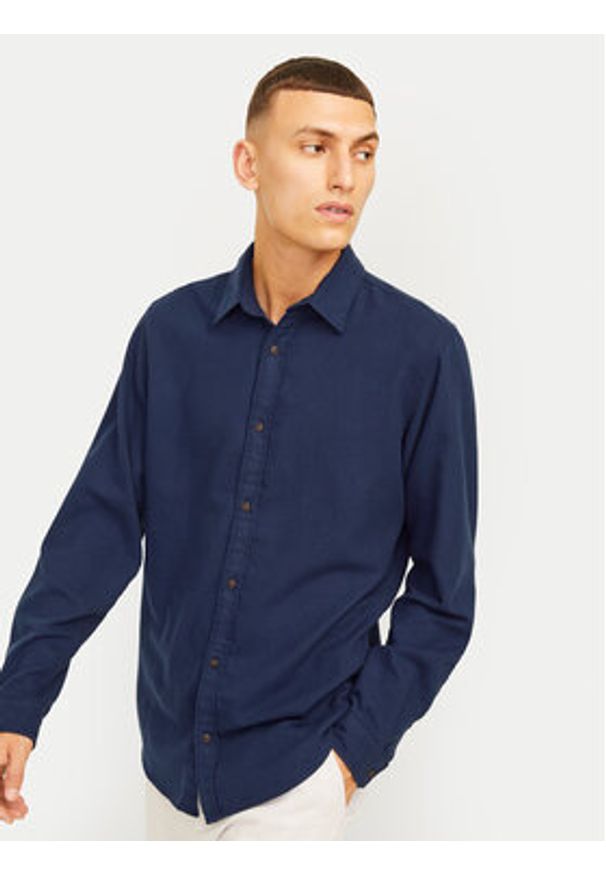 Jack & Jones - Jack&Jones Koszula Joshua 12258429 Granatowy Slim Fit. Kolor: niebieski. Materiał: bawełna