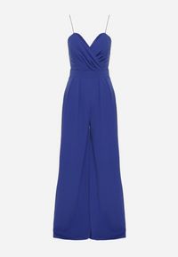 Born2be - Niebieski Kombinezon z Trójkątnym Dekoltem na Cienkich Ramiączkach Iliantia. Kolor: niebieski. Materiał: tkanina. Długość rękawa: na ramiączkach. Sezon: lato #6