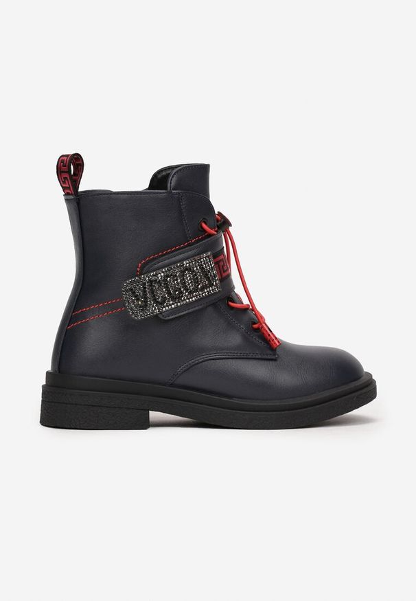 Born2be - Granatowe Botki na Rzep Diomeope. Okazja: na uczelnię, na co dzień. Zapięcie: rzepy. Kolor: niebieski. Materiał: jeans. Wzór: aplikacja. Styl: casual, elegancki