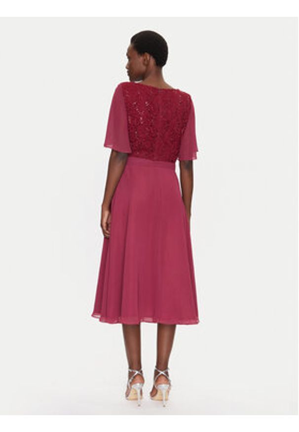 Swing Sukienka koktajlowa 5AI02500 Bordowy Regular Fit. Kolor: czerwony. Materiał: syntetyk. Styl: wizytowy