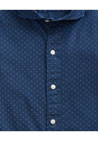 Ralph Lauren - RALPH LAUREN - Granatowa koszula w kropki Slim Fit. Typ kołnierza: polo. Kolor: niebieski. Materiał: jeans. Długość rękawa: długi rękaw. Długość: długie. Wzór: kropki. Styl: klasyczny #5