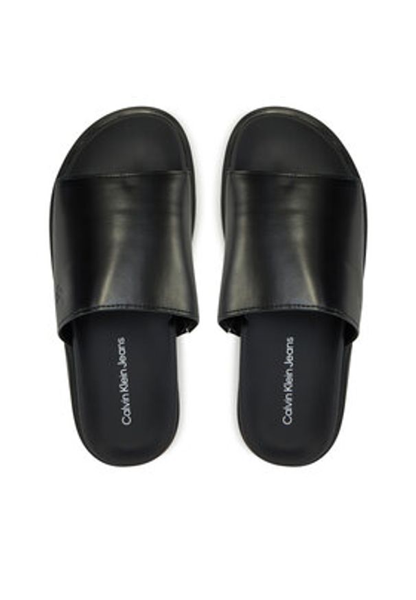 Calvin Klein Jeans Klapki Flat Molded Sandal Slide YW0YW01710 Czarny. Kolor: czarny. Materiał: skóra