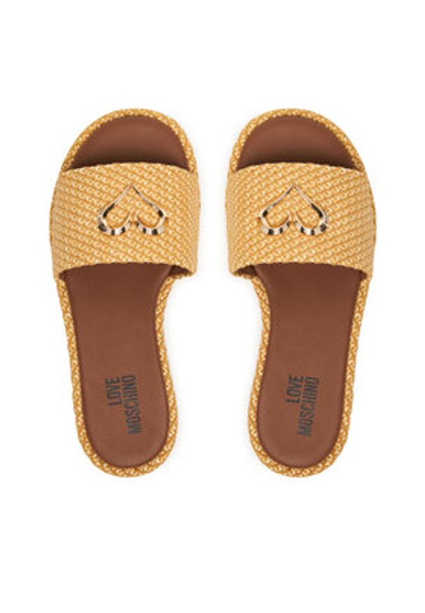 Love Moschino - LOVE MOSCHINO Klapki JA28252G0OJR5107 Beżowy. Kolor: beżowy. Materiał: materiał