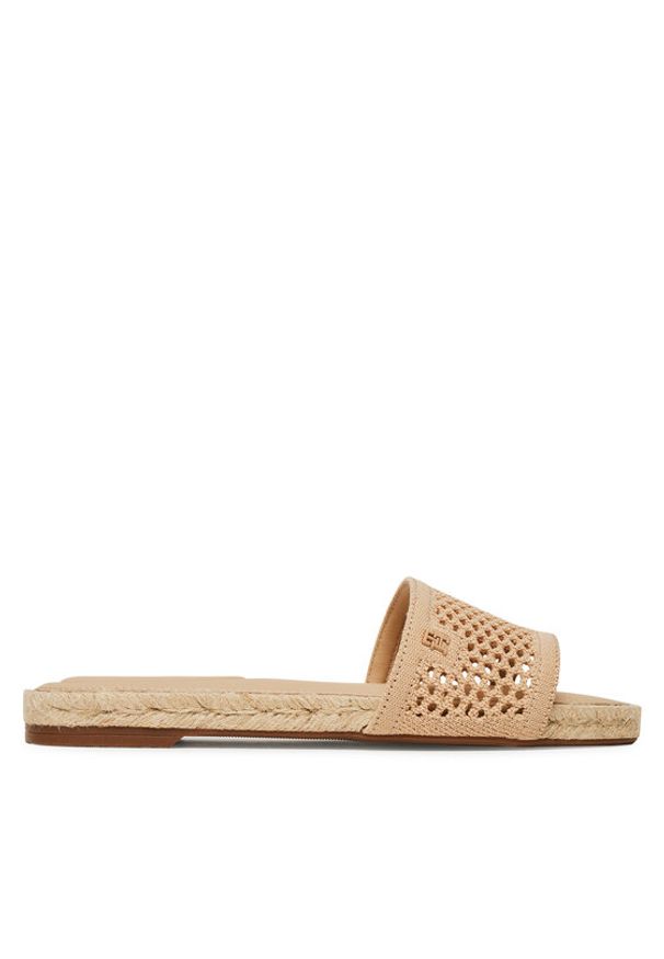 TOMMY HILFIGER - Tommy Hilfiger Espadryle Knit Mesh Espadrille Flat Sandal FW0FW08744 Beżowy. Kolor: beżowy. Materiał: materiał