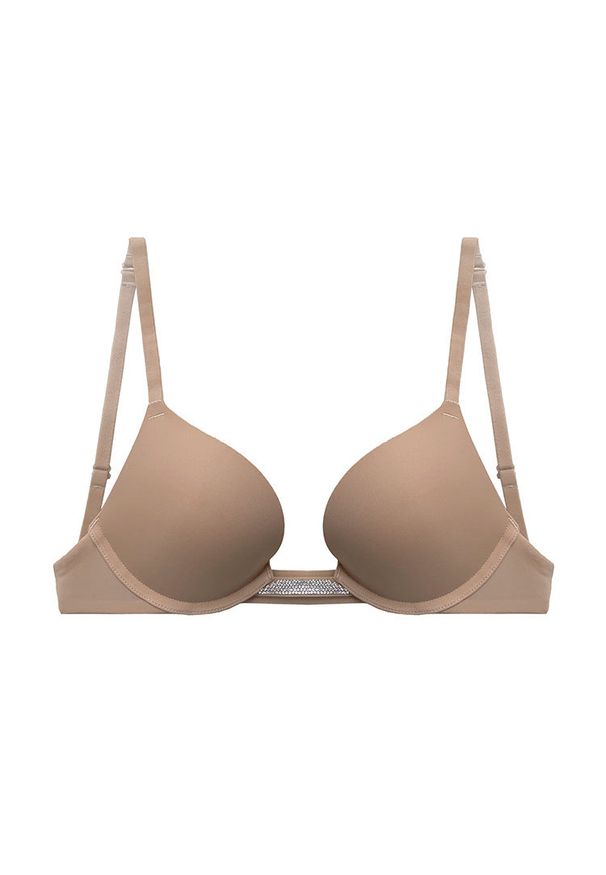 Intica - Biustonosz push-up modelujący z elastycznego materiału na co dzień i wyjątkowe okazje Nives. Kolor: beżowy. Materiał: materiał. Rodzaj stanika: push-up