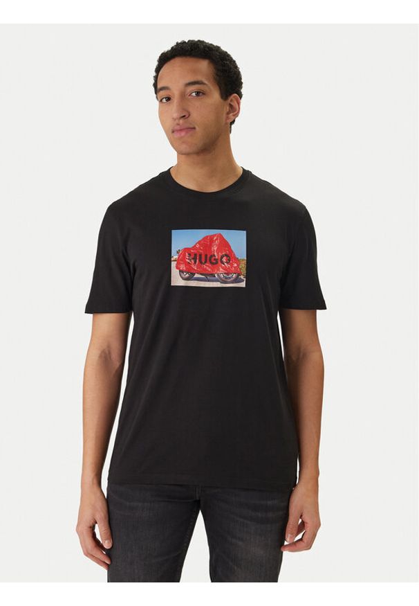 Hugo - HUGO T-Shirt Dostino 50557674 Czarny Regular Fit. Kolor: czarny. Materiał: bawełna