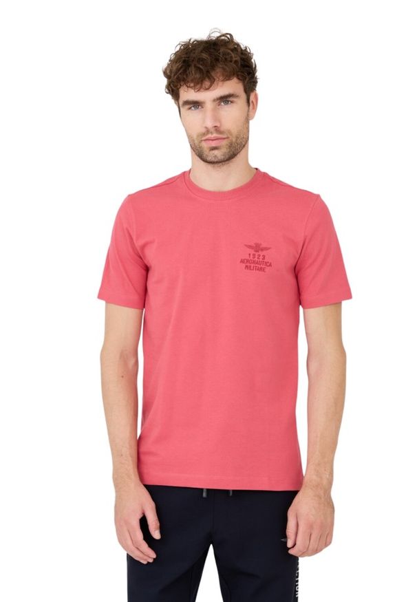 Aeronautica Militare - AERONAUTICA MILITARE Różowy bawełniany męski t-shirt, Rozmiar XXL. Kolor: różowy. Materiał: bawełna