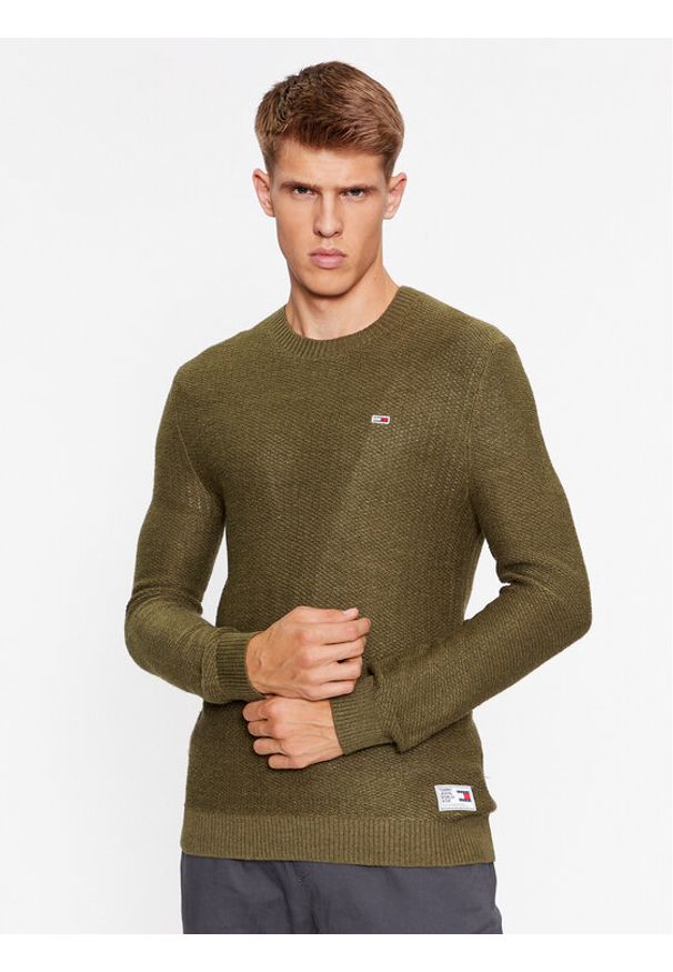 Tommy Jeans Sweter DM0DM15060 Zielony Regular Fit. Kolor: zielony. Materiał: syntetyk