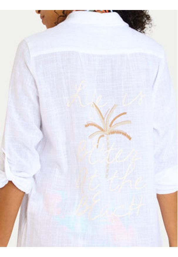 Banana Moon Koszula Garel Zelena LTL10 Biały Regular Fit. Kolor: biały. Materiał: bawełna