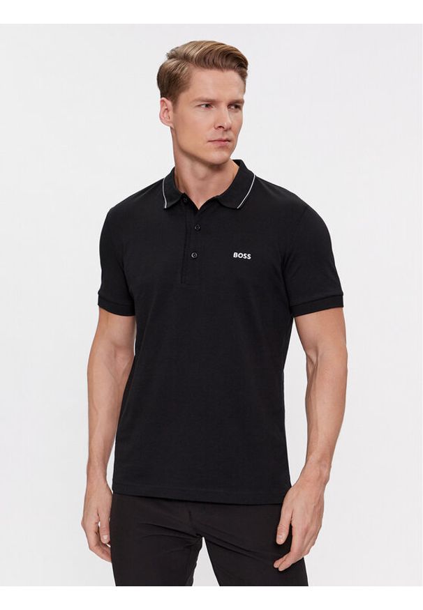 BOSS - Boss Polo Paule 4 50506195 Czarny Slim Fit. Typ kołnierza: polo. Kolor: czarny. Materiał: bawełna