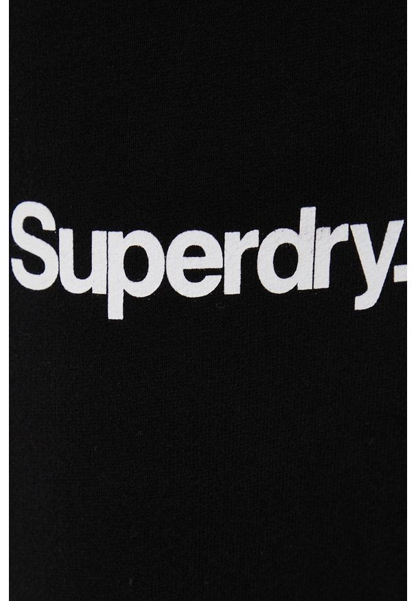 Superdry bluza męska kolor czarny z kapturem z nadrukiem. Typ kołnierza: kaptur. Kolor: czarny. Materiał: dzianina. Wzór: nadruk