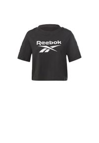 Koszulka treningowa damska Reebok TE Tape Pack Tee. Kolor: czarny. Długość rękawa: krótki rękaw. Długość: krótkie. Sport: bieganie #1