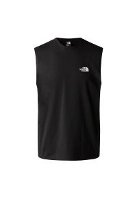 Koszulka The North Face Simple Dome Tank 0A87R3JK31 - czarna. Kolor: czarny. Materiał: materiał, poliester, bawełna. Długość rękawa: bez rękawów. Wzór: nadruk