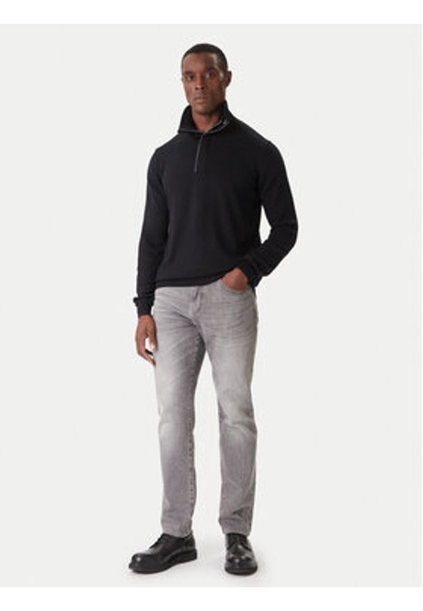 Karl Lagerfeld - KARL LAGERFELD Sweter 655005 554399 Czarny Slim Fit. Typ kołnierza: dekolt w karo. Kolor: czarny. Materiał: wełna