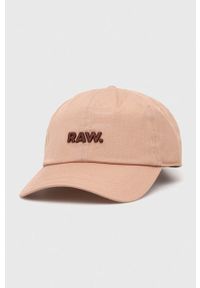 G-Star RAW - G-Star Raw czapka z daszkiem bawełniana kolor beżowy z aplikacją. Kolor: różowy. Materiał: bawełna. Wzór: aplikacja #1