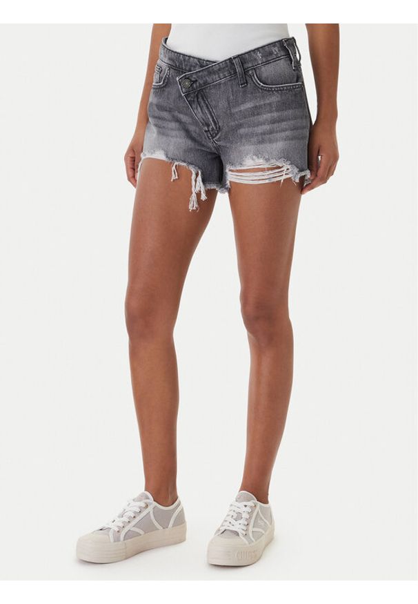 Guess Jeans Szorty jeansowe W6GDZ8 D6572 Szary Regular Fit. Kolor: szary. Materiał: jeans, bawełna