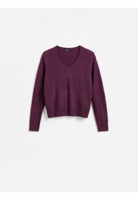 Reserved - Sweter z wełny merino - burgundowy. Kolor: czerwony. Materiał: wełna