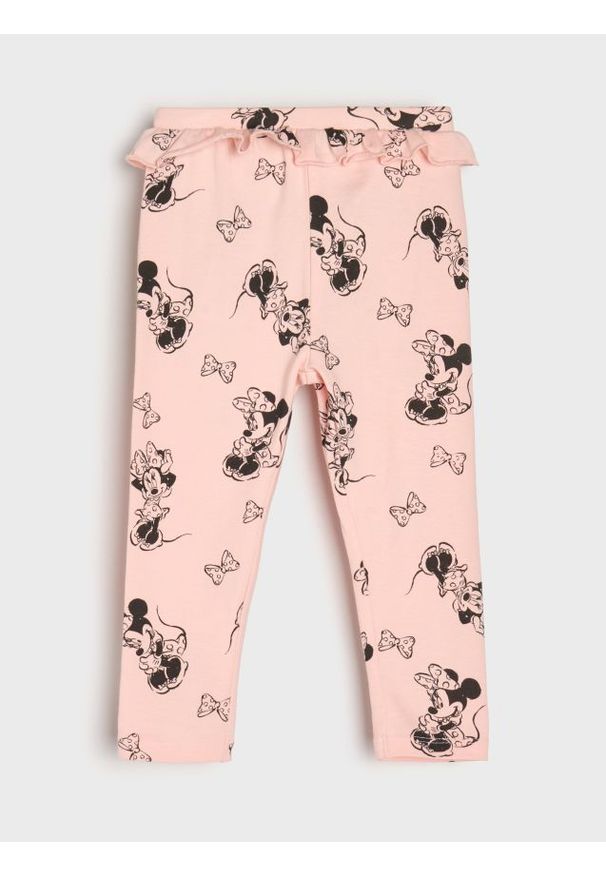 Sinsay - Bawełniane legginsy ze wzorem Minnie Mouse - różowy. Kolor: różowy. Materiał: bawełna. Wzór: motyw z bajki