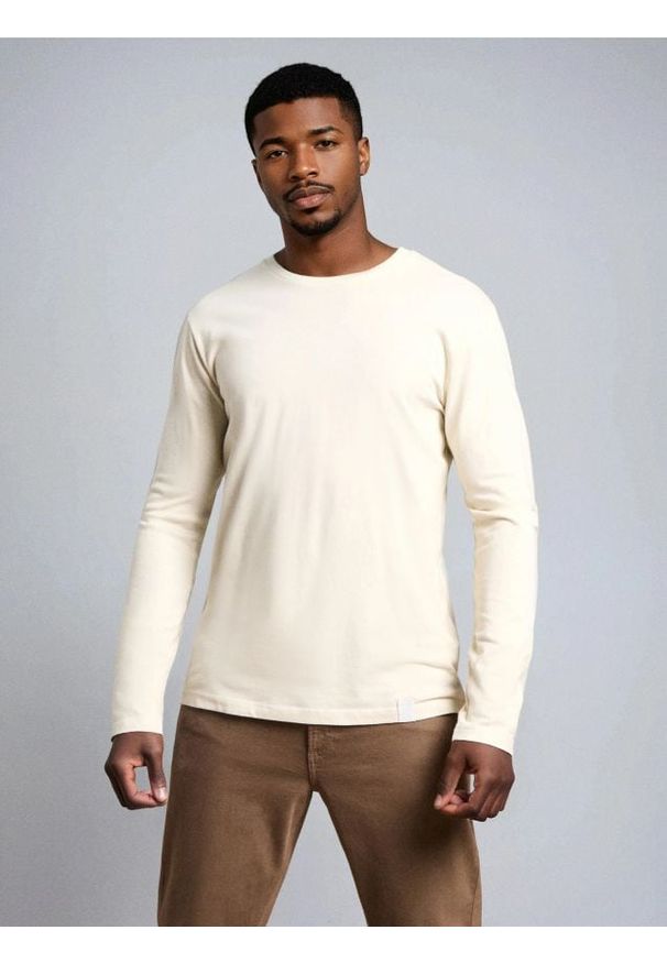 Sinsay - Bawełniana koszulka basic - kremowy. Kolor: kremowy. Materiał: bawełna