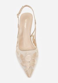 Renee - Beżowe Sandały na Szpilce Ozdobione Haftem Chelmeda. Okazja: na co dzień. Zapięcie: sprzączka. Kolor: beżowy. Materiał: jeans. Wzór: aplikacja, haft. Obcas: na szpilce. Styl: klasyczny, casual, elegancki #6