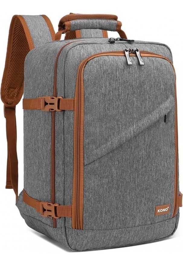 Plecak Kono KONO Plecak podróżny kabinowy do samolotu RYANAIR 40x20x25 szaro brązowy. Kolor: brązowy, wielokolorowy, szary