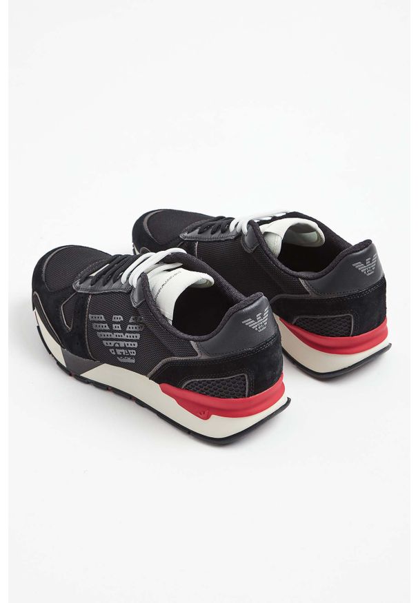 Emporio Armani - SNEAKERSY EMPORIO ARMANI. Zapięcie: sznurówki. Materiał: skóra, zamsz, materiał. Wzór: nadruk, gładki
