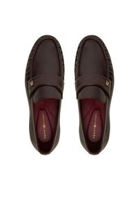 TOMMY HILFIGER - Tommy Hilfiger Lordsy Loafer Soft Nappa Pleated Toe FW0FW08362 Bordowy. Kolor: czerwony. Materiał: skóra #4