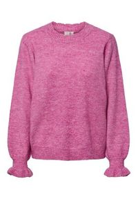 YAS Sweter 26030706 Różowy Regular Fit. Kolor: różowy. Materiał: syntetyk