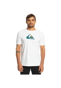 Quiksilver - Koszulka dla Mężczyzn COMP LOGO Biały. Kolor: czarny, biały, wielokolorowy. Materiał: tkanina, bawełna. Wzór: nadruk. Sport: skateboard