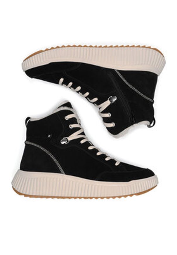 Rieker Revolution Lifestyle Botki W1771-00 Czarny. Kolor: czarny. Materiał: skóra, zamsz