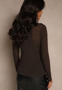 Renee - Brązowa Bluzka Longsleeve z Wiskozy i Kaszmiru Unelle. Kolor: brązowy. Materiał: wiskoza, kaszmir. Długość rękawa: długi rękaw. Styl: klasyczny #4