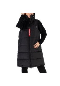 Bezrękawnik Alpha Industries Long Puffer Vest WMN 10800203 - czarny. Kolor: czarny. Materiał: poliester, syntetyk, nylon. Długość rękawa: bez rękawów. Długość: długie. Sezon: jesień